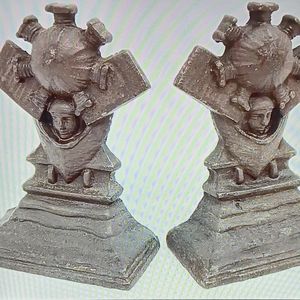 2pc Charles Lindbergh Airplane Cast Iron Bookends